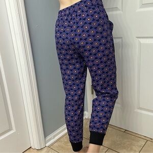 Kate Spade Saturday Pants Jogger Lounge Casual Purple Patterned Silk Extra Small